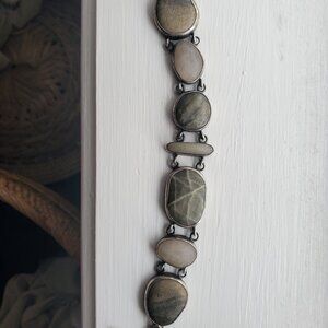 Vintage signed Terri Logan silver and stone bracelet